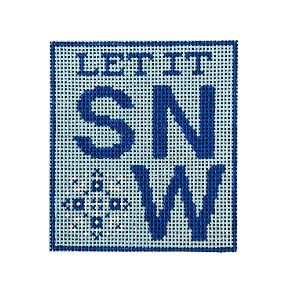 Let It Snow in Blue Needlepoint Canvas - 3.5