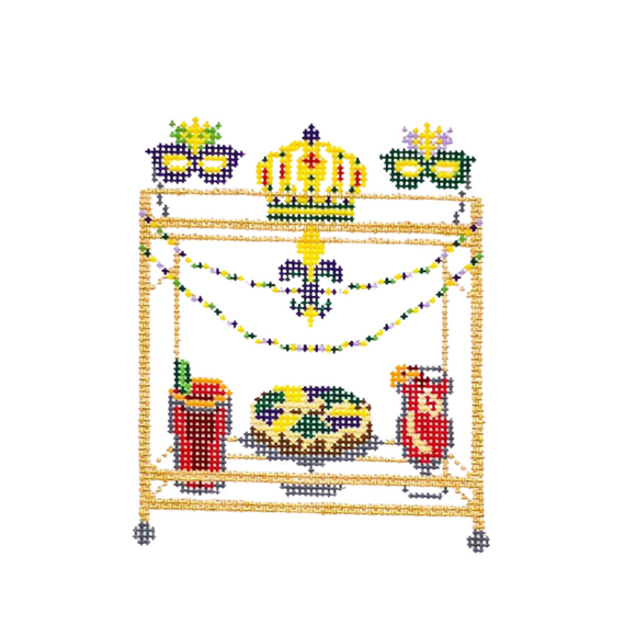 Mardi Gras Bar Cart Needlepoint Canvas - 4.15