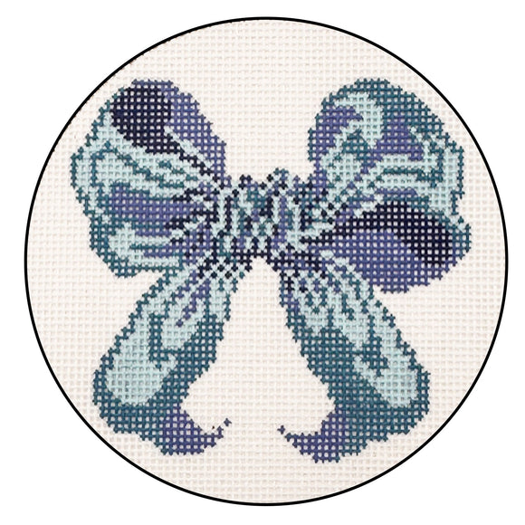 Mini Bow Needlepoint Canvas - Blue