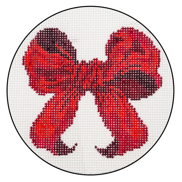 Mini Bow Needlepoint Canvas - Red