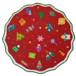 Mini Tree Skirt Needlepoint Canvas - 15" x 15", 13 Mesh