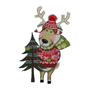 Nordic Reindeer Needlepoint Canvas - 6.5” x 4”, 18 Mesh