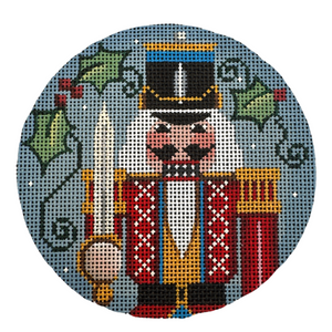 Nutcracker Soldier Needlepoint Canvas - 4" Round, 18 Mesh