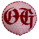 OG on Pink Needlepoint Canvas - 5" Round, 18 Mesh