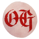 OG on Pink Needlepoint Canvas - 5" Round, 18 Mesh