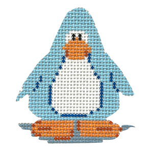 Penguin - Blue Needlepoint Canvas - 3" x 2.75", 13 Mesh