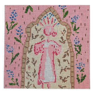 Pink Angel Needlepoint Canvas - 6” x 6”, 18 Mesh