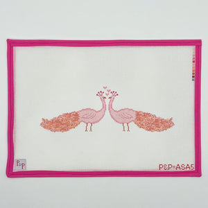 Playful Peacocks Needlepoint Canvas - 10" x 3.5", 14" x 10" Mesh Size