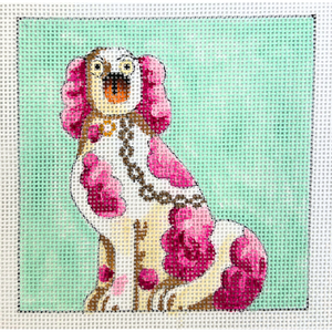 Pink & White Dog on Turquoise