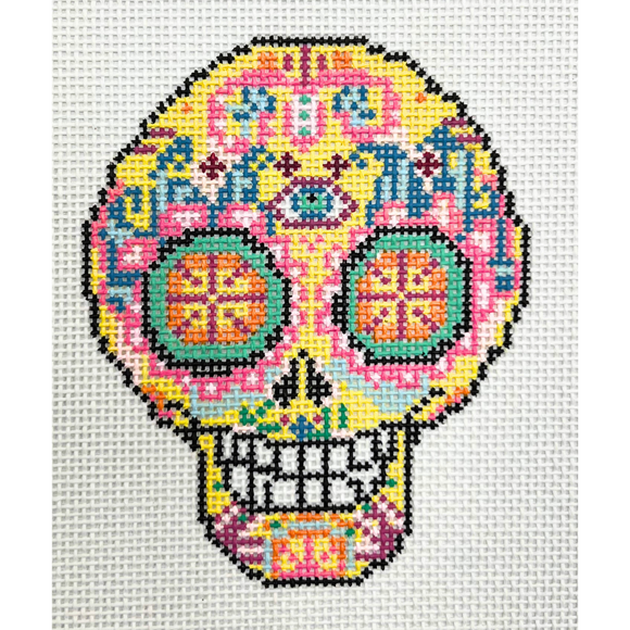 Day of the Dead Skull - Yellow Background