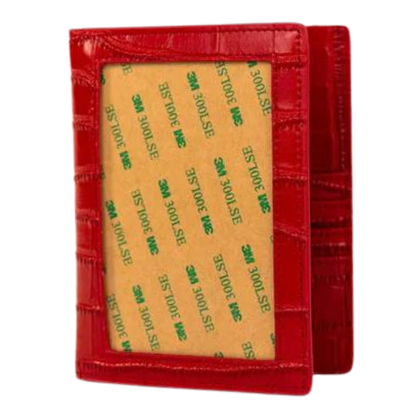 Passport Cover Self Finishing - Red Embossed Crocodile