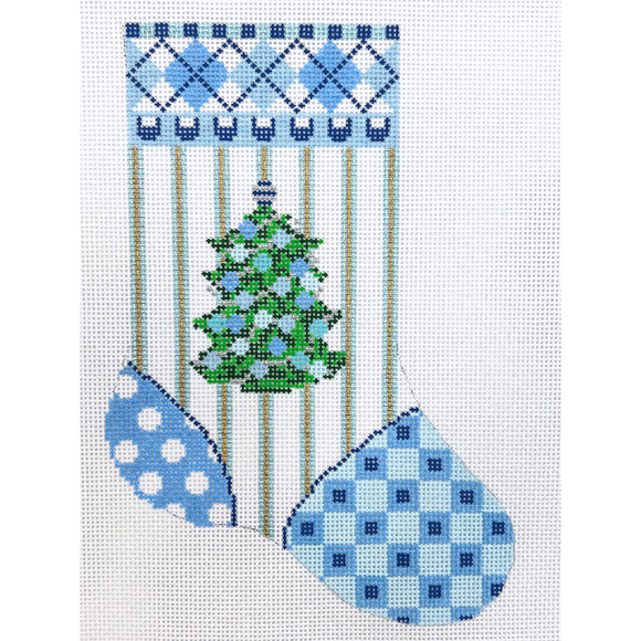 Christmas Mini Sock with Blue Tree