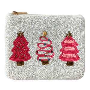 Beaded Pouch - Christmas Trees