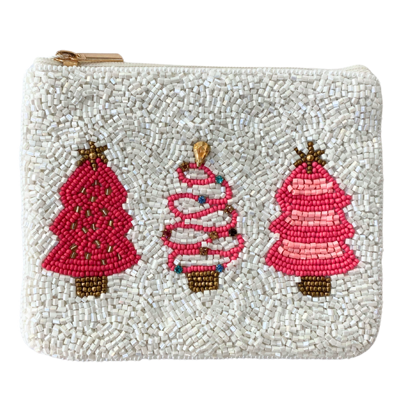 Beaded Pouch - Christmas Trees