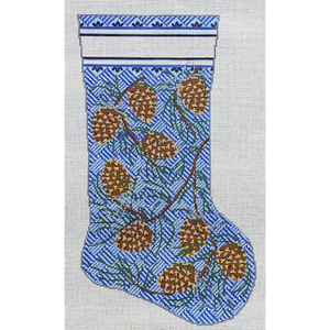 Pinecone Stocking on Blue