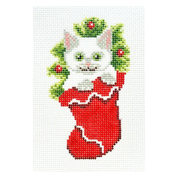 White Kitten in Stocking