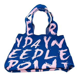 Everyday Needlepoint Bag - Blue with Pink