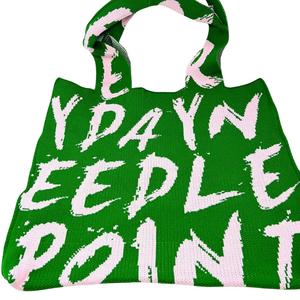 Everyday Needlepoint Bag - Green with Pink