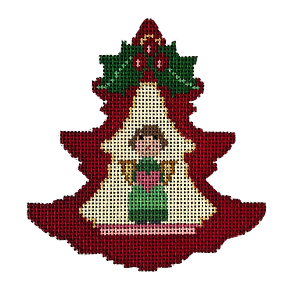 Red Tree with Angel Needlepoint Canvas - 4