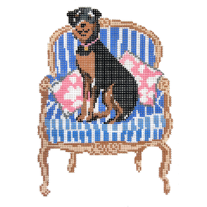 Respectable Rottie Needlepoint Canvas - 4.3" x 5.8", 18 Mesh