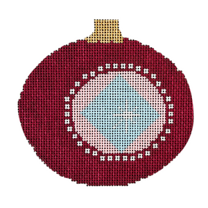 Retro Red Ornament Needlepoint Canvas - 4” x 4”, 18 Mesh