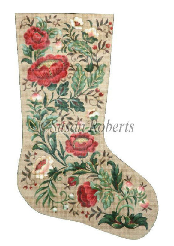 TTAXS319-13 - Christmas Floral Stocking, 13 Mesh