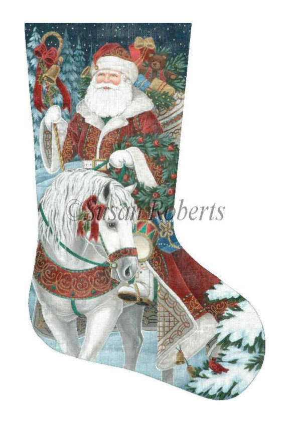 TTAXS312-13 - Santa On Horseback Stocking, 13 Mesh