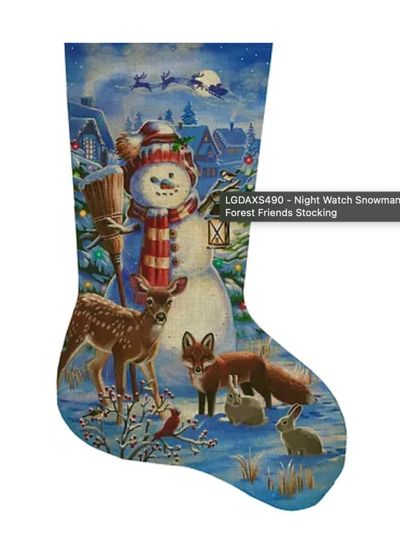 LGDAXS490 - Night Watch Snowman with Forest Friends Stocking