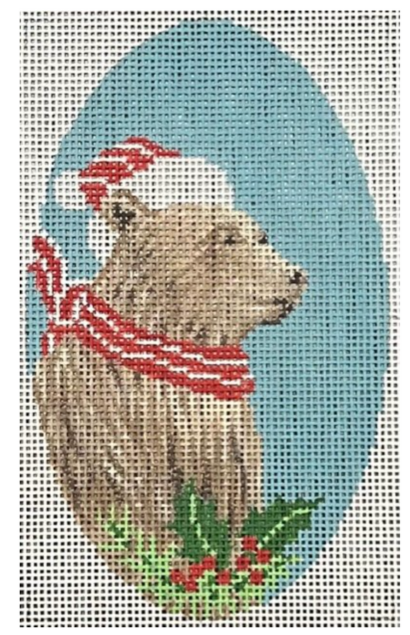 Bear with Hat & Scarf on Blue