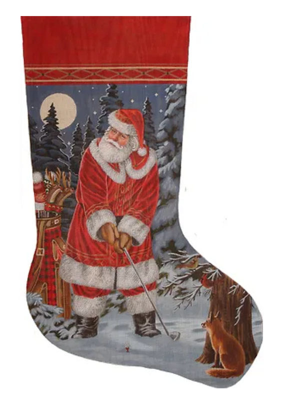 LGDAXS478 - Long Coat Golfing Santa Stocking