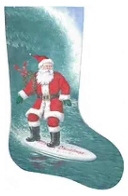 TTAXS248-13 - Santa Surfing Stocking, 13 Mesh