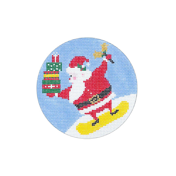 Snowboard Santa Needlepoint Canvas