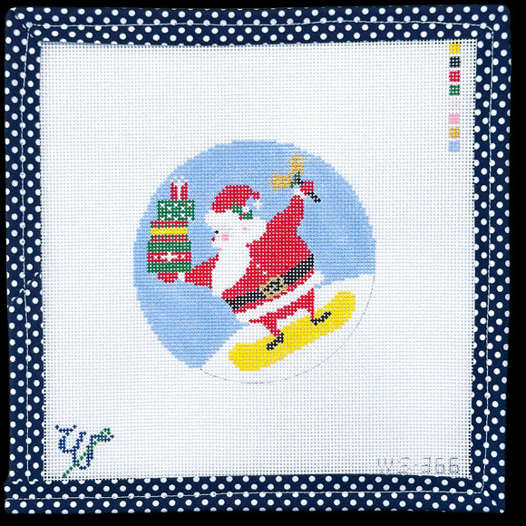 Snowboard Santa Needlepoint Canvas - 4