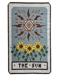 Sun Tarot Card Needlepoint Canvas - 3.75" x 2.75", 18 Mesh