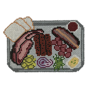 Texas BBQ - Silver Plate Canvas - 3" x 4.25", 18 Mesh