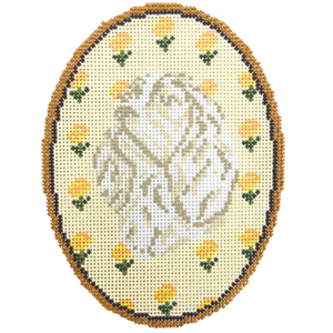 The Cavalier King Charles Spaniel Yellow Flower Cameo Canvas - 3" x 5", 18 Mesh