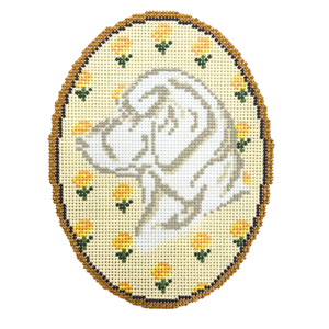 The Labrador Retriever Yellow Flower Cameo Canvas - 3" x 5", 18 Mesh