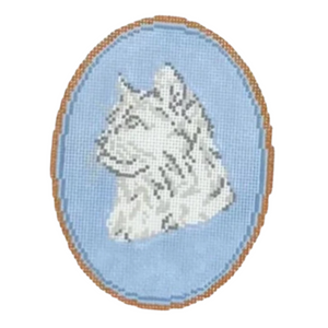 The Long-Haired Cat Cameo Canvas - 3" x 5", 18 Mesh