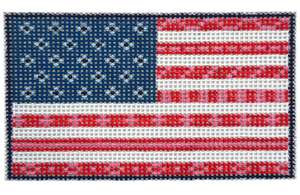 USA Quilted Flag - Passport Insert Needlepoint Canvas - 4.5" x 3", 13 Mesh