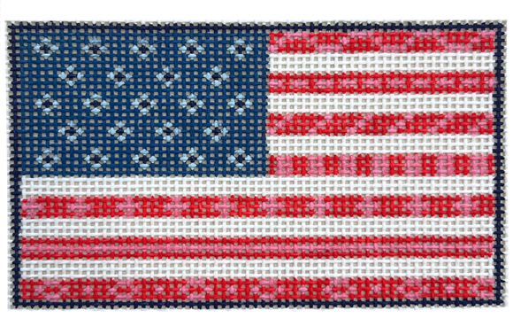 USA Quilted Flag - Passport Insert Needlepoint Canvas - 4.5