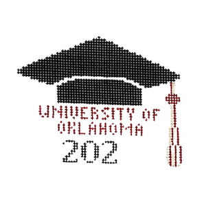 University of Oklahoma - Graduation Cap Needlepoint Canvas - 3.5" x 3", 18 Mesh