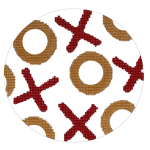 XOXO Ornament - Red and Gold - 5" Round, 18 Mesh