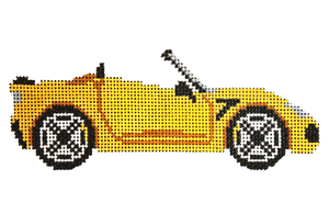 Yellow Corvette Needlepoint Canvas - 5" x 2", 18 Mesh