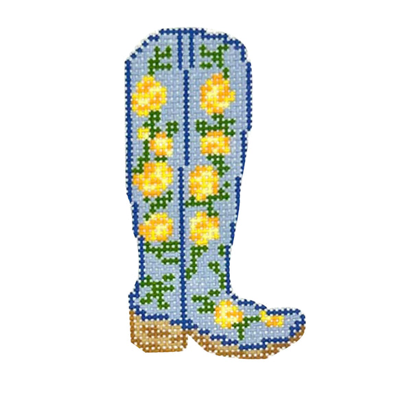 Yellow Rose of Texas Boot Needlepoint Canvas