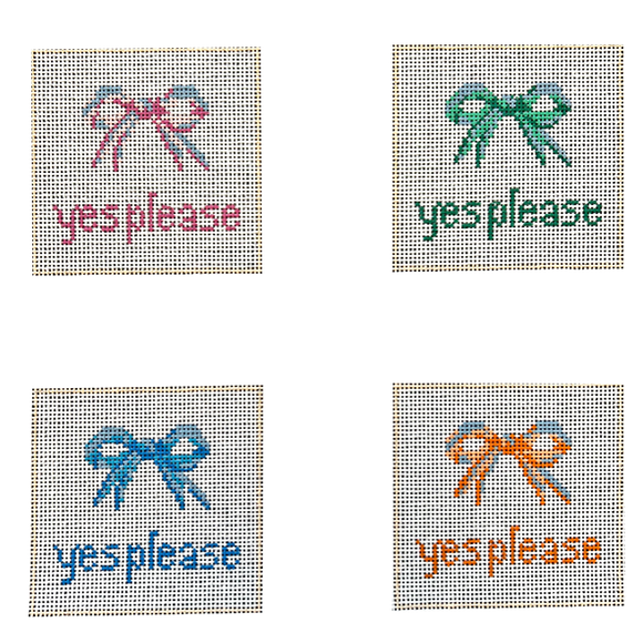 Yes Please Bow Coasters Needlepoint Canvas - 4