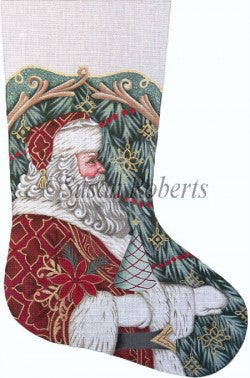 TTAXS462 - Santa with Tree & Poinsettia Stocking