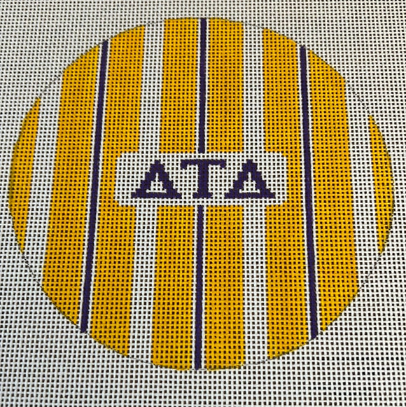 Pre-Sale Delta Tau Delta - Fraternity round w/stripes and greek letters