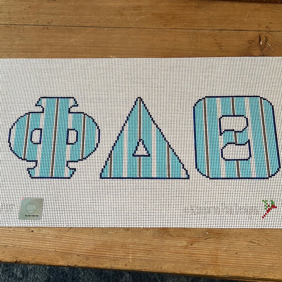 Phi Delta Theta - Large greek letters w/stripes-3 letter group