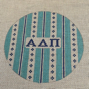 Alpha Delta Pi - Retro stripe round w/greek letters