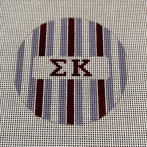 Sigma Kappa - 3" round w/greek letters and stripes